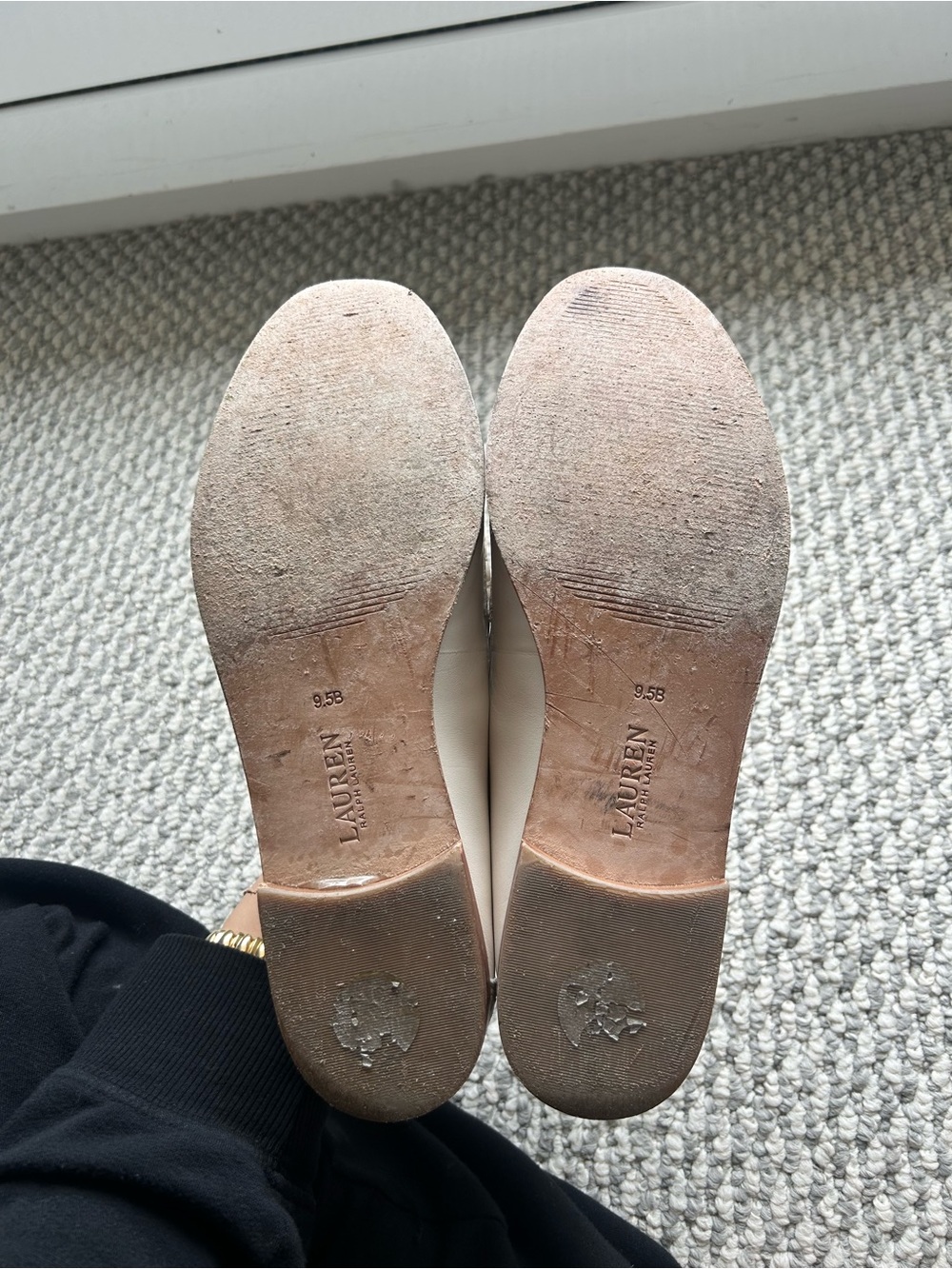Lauren Ralph Lauren Cream Leather Penny Loafers - Picture 3 of 5